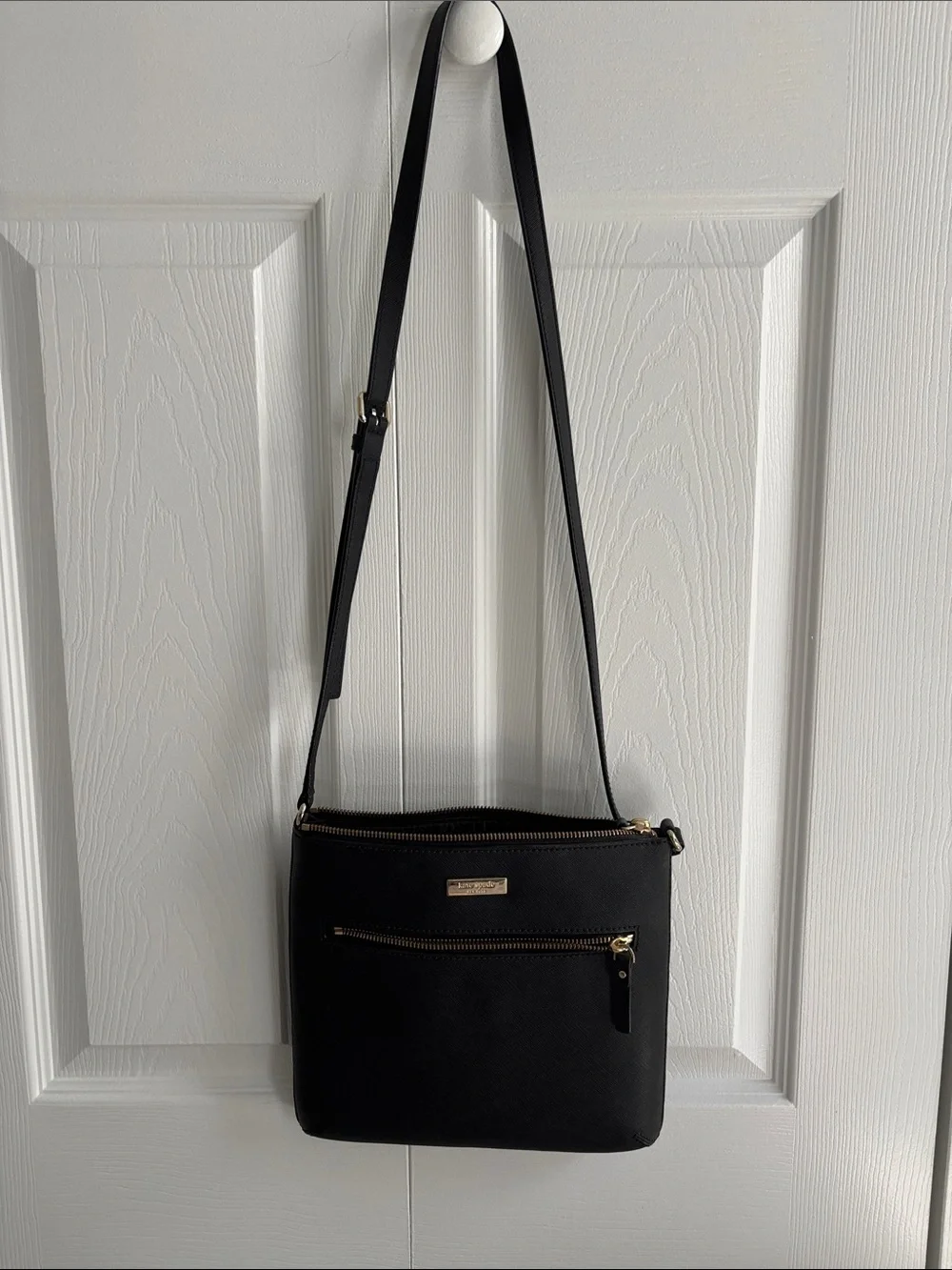kate spade Black Leather Crossbody with Gold Hardware